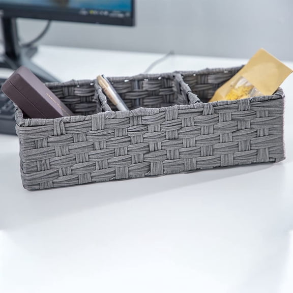 Toilet Paper Basket for Tank Topper,Woven Storage Box Cube Basket Bin Container, Shelf Cabinet(Grey 1pc) (14.17''L x 5.90''W x 3.93''H)$$Home Decor, Kitchen, & Other