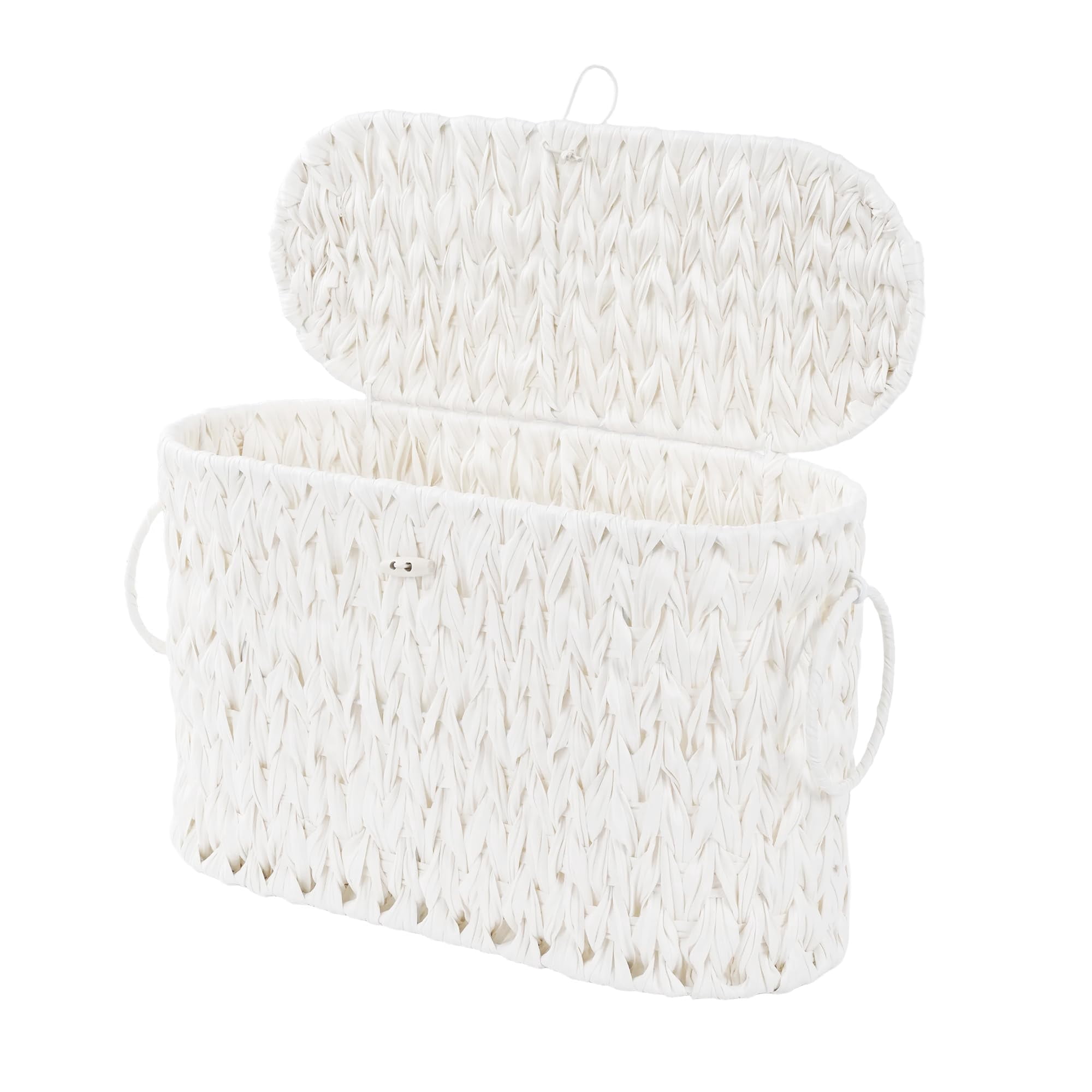 Toilet Paper Basket Wicker Storage With Lid Decorative Boho For Bathroom Free Standing-cream White