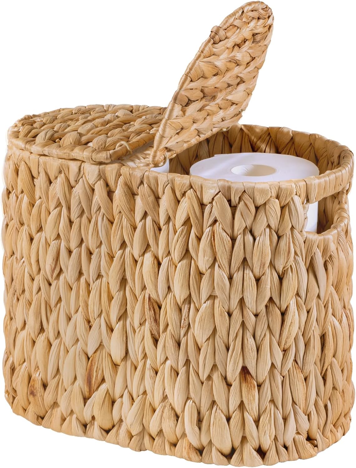 Toilet Paper Basket with Lid, Water Hyacinth Wicker Toilet Paper ...