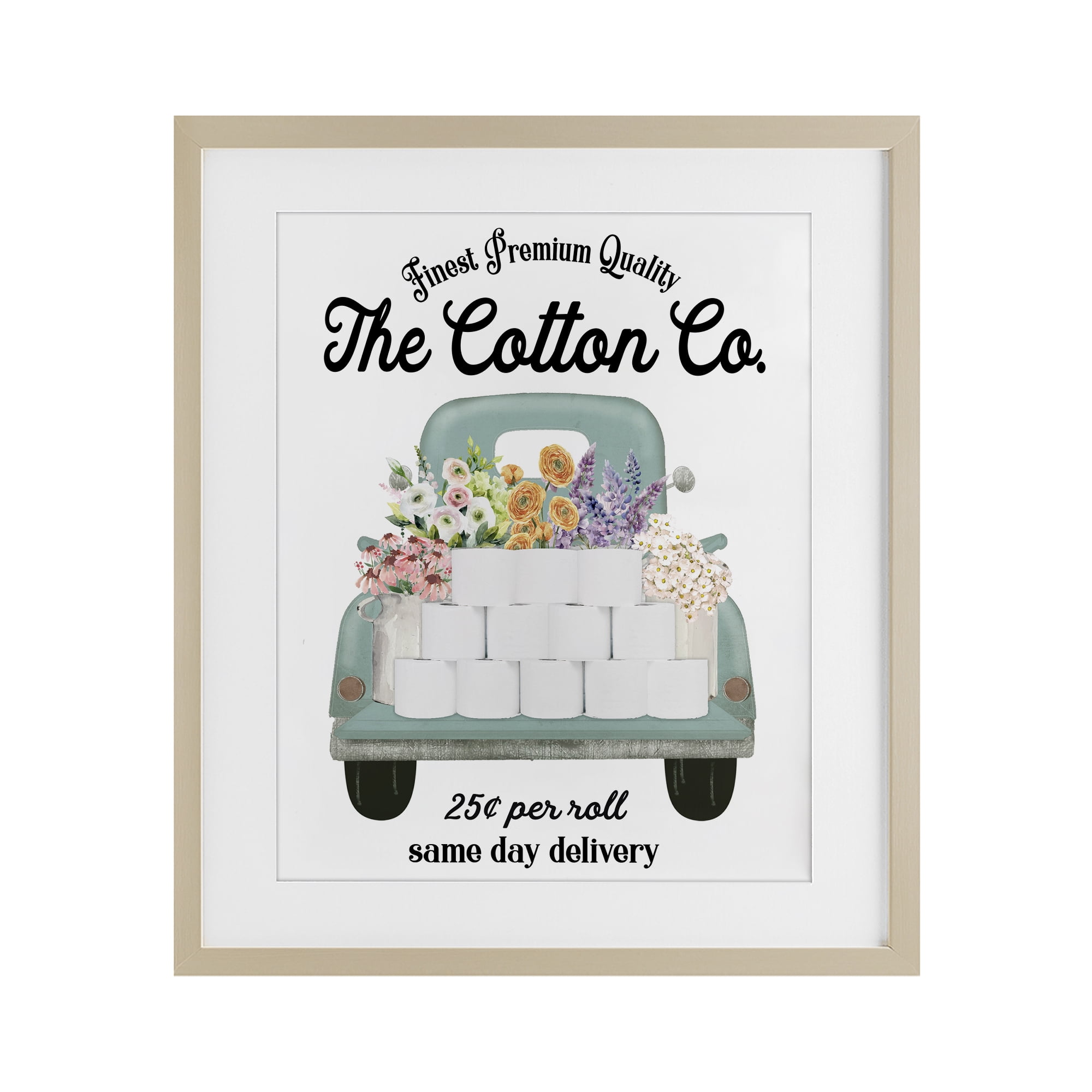 Toilet Paper Delivery Truck Birch Framed Print Under Glass, design by Lettered and Lined