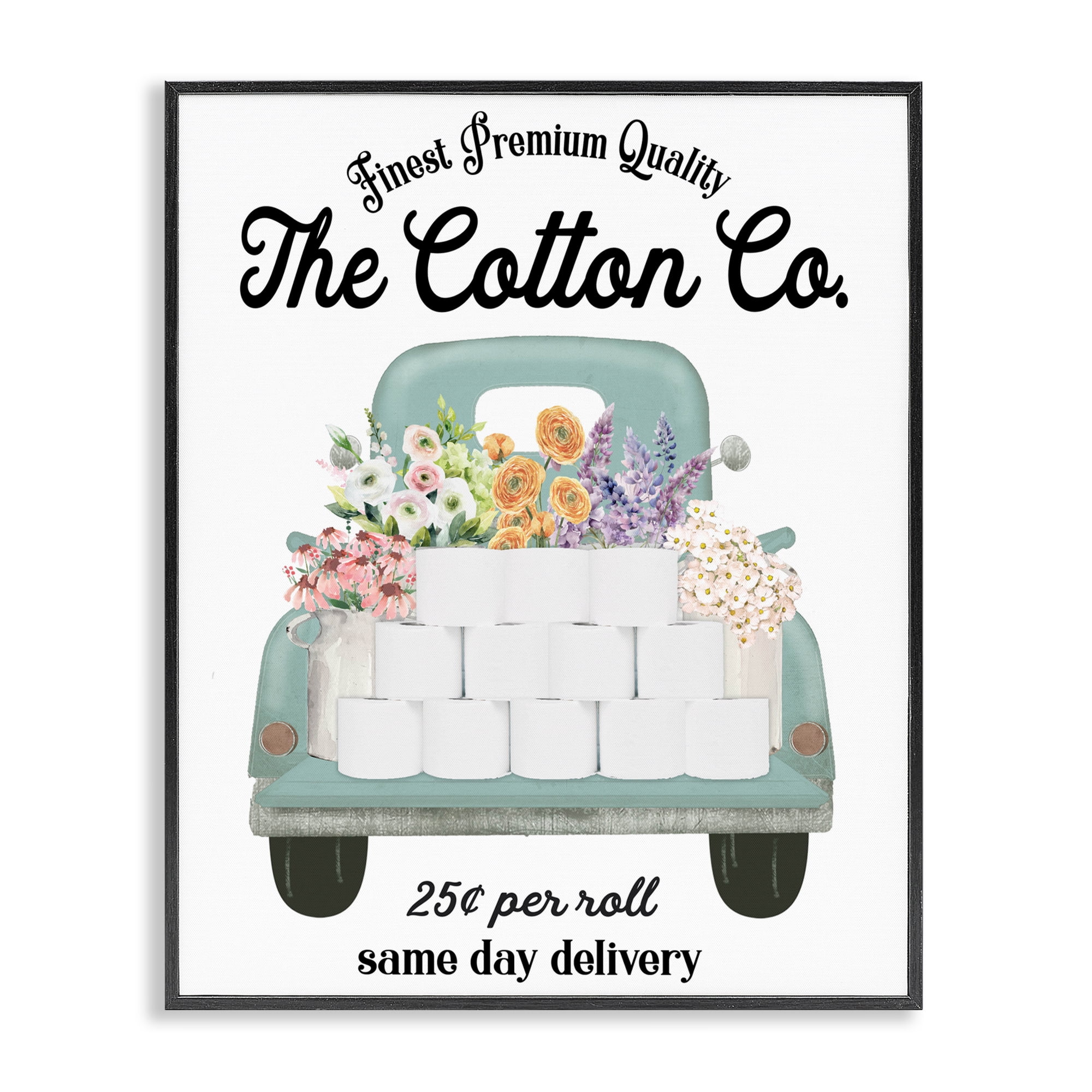 Toilet Paper Delivery Truck Black Framed Giclee Art, design by Lettered and Lined