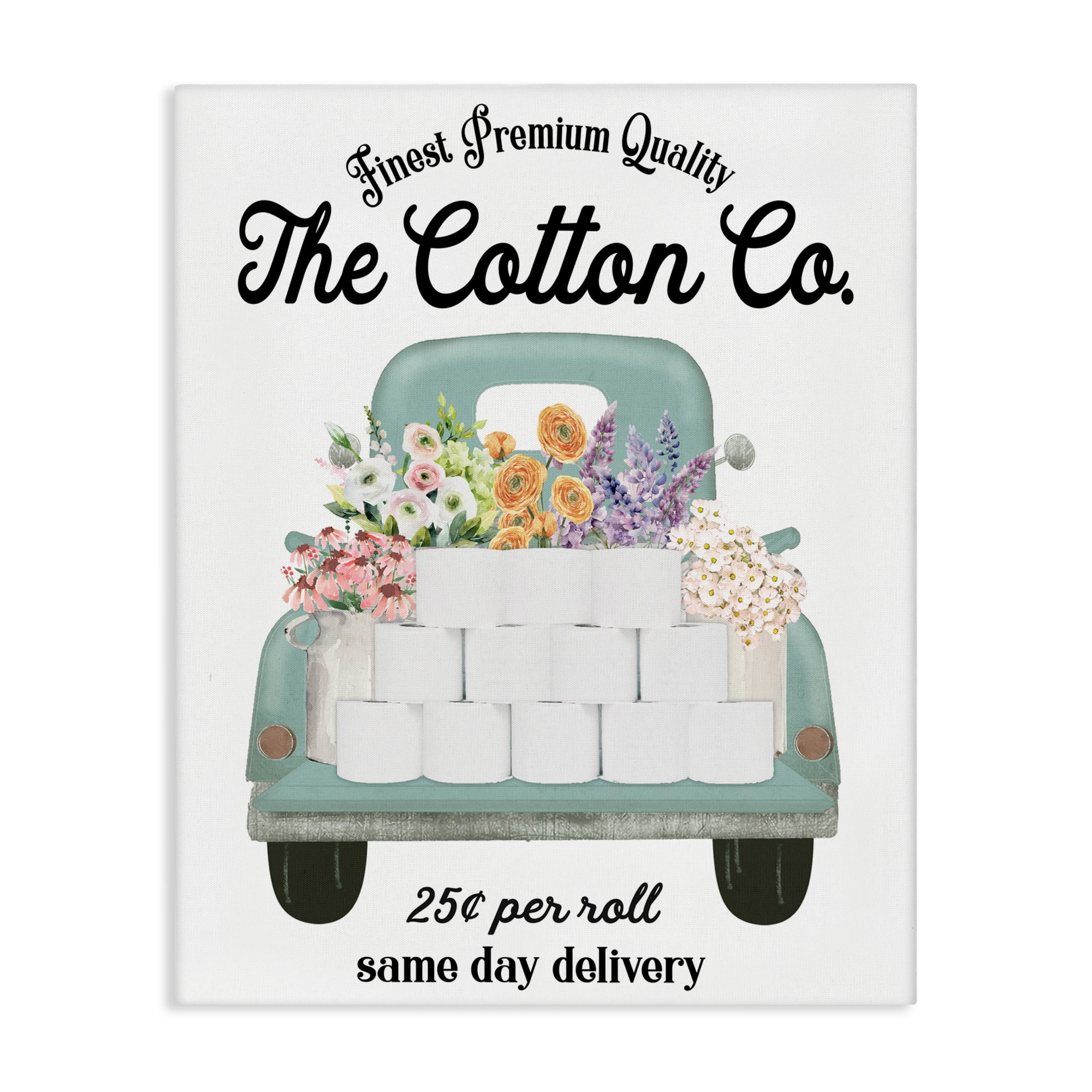 Toilet Paper Delivery Truck Canvas Wall Art, design by Lettered and Lined