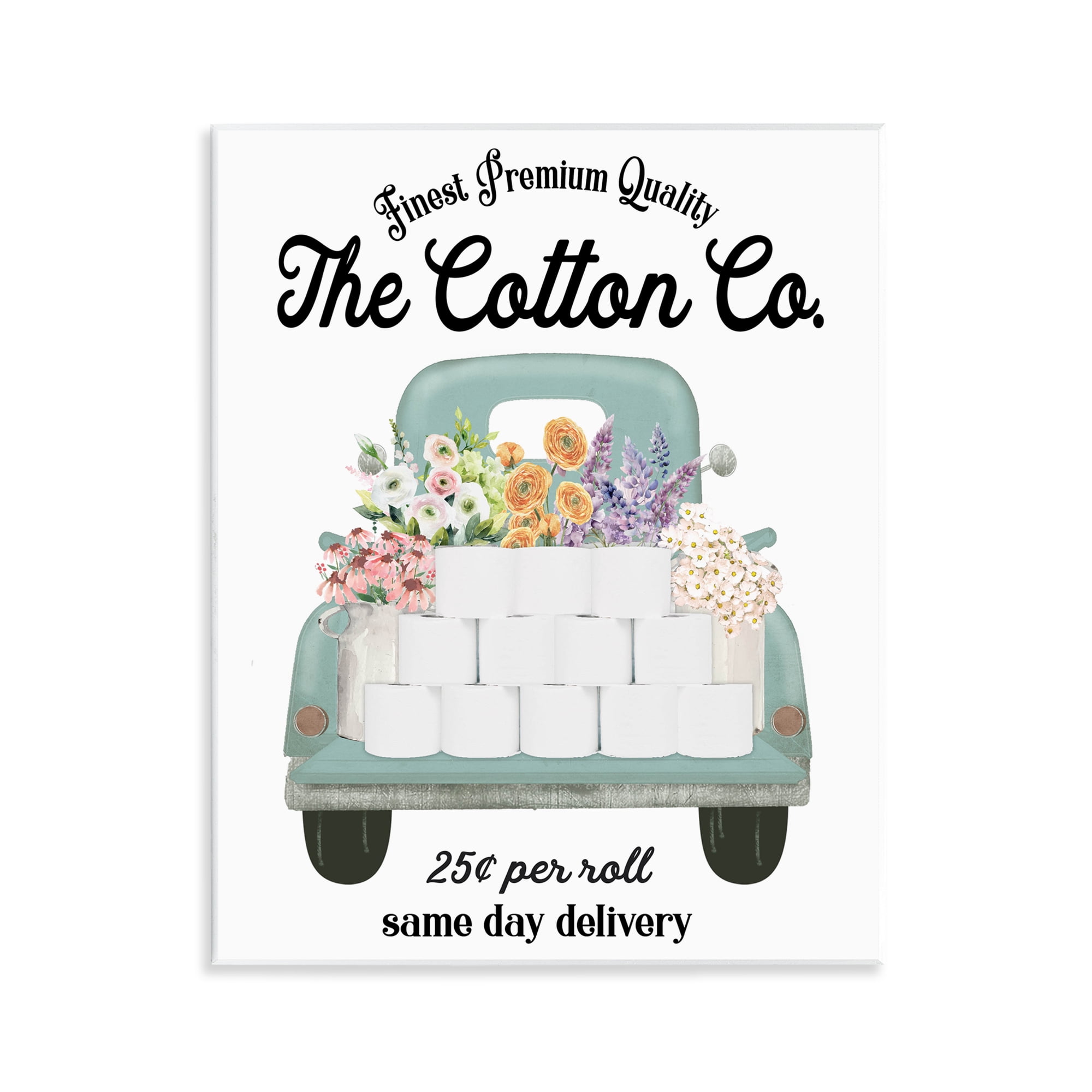 Toilet Paper Delivery Truck Wall Plaque Art, design by Lettered and Lined