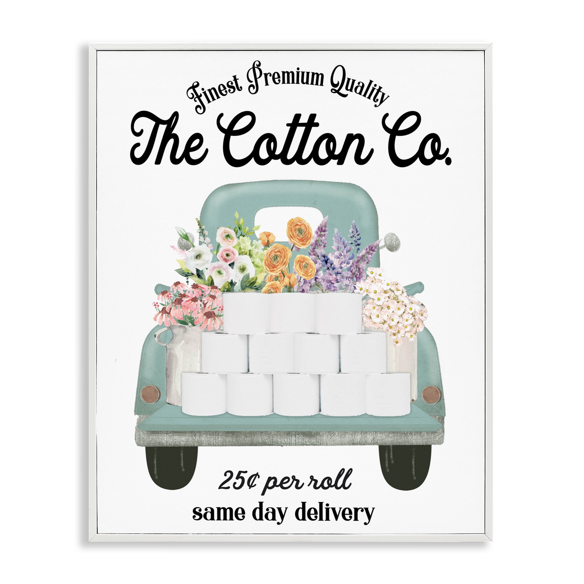 Toilet Paper Delivery Truck White Framed Giclee Art, design by Lettered and Lined