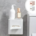 thumbnail image 1 of Toilet Paper Dispenser Wall Mounted Plastic Storage Box, Translucent White Bathroom Tissue Holder Cabinet with Adhesive Tape for Easy Installation and Water-resistant Design, Topliu, 1 of 7