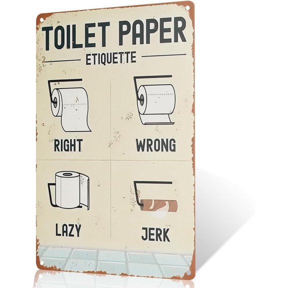 Toilet Paper Etiquette Metal Sign Gift For Women Men 8x12 Inch
