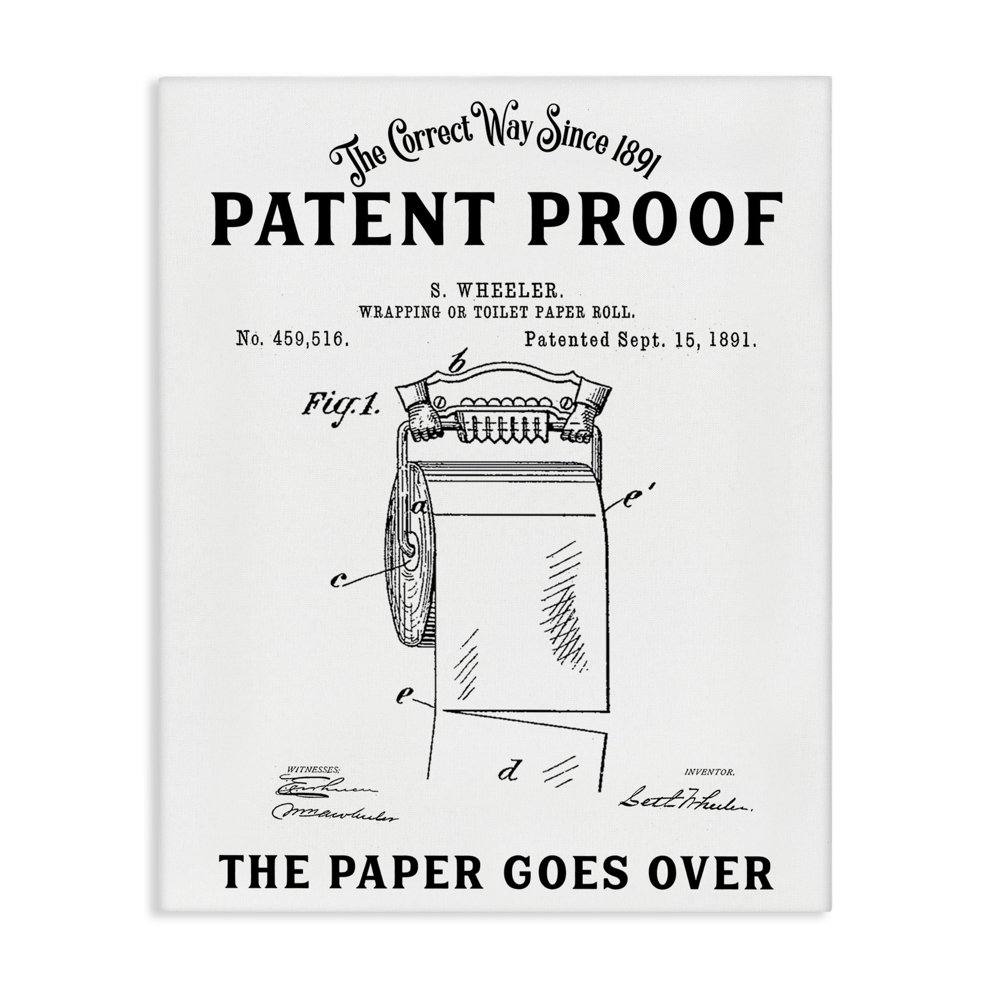 Toilet Paper Goes Over Canvas Wall Art, design by Lettered and Lined