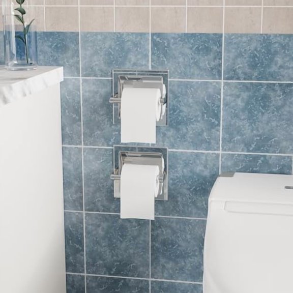 Toilet Paper Holder 2 Pack, Recessed Pivoting Toilet Paper Holder Wall Mount Stainless Steel for Large Rolls in Bathroom (Chrome)