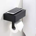 thumbnail image 1 of Toilet Paper Holder under $5! kkbbma Wall Mounted Toilet Paper Holder with Shelf, Bathroom Tissue Dispenser with Wipes Storage, Adhesive or Screw Mount Bath Organizer, 1 of 9