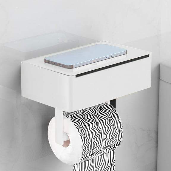 Toilet Paper Holder under $5! kkbbma Wall Mounted Toilet Paper Holder with Shelf, Bathroom Tissue Dispenser with Wipes Storage, Adhesive or Screw Mount Bath Organizer