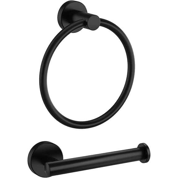 Toilet Paper Holder And Towel Ring Hand Towel Holder Bathroom Hardware Set 2 Pieces Toilet Paper Roll Holder Hand Towel Ring Sturdy Wall Mount Stain