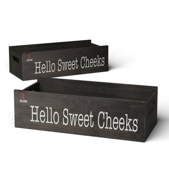 With Mums Rustic Bathroom Toilet Paper Holder – Solid Pine Wood Storage Box with “Hello Sweet Cheeks” Design – Fits Most Toilet Tank Tops – Brown