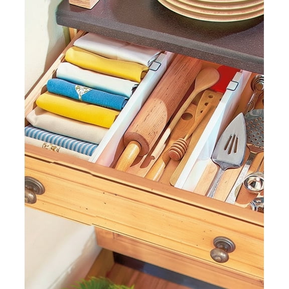 Adjustable Plastic Drawer Dividers - For Kitchen or Bedroom - Set of 2