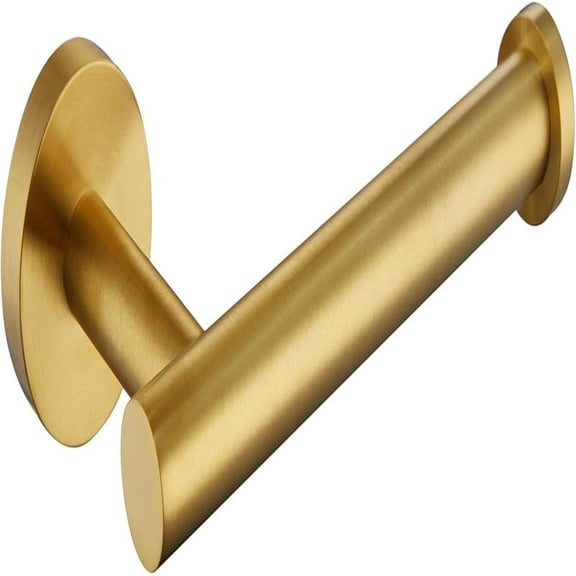 Toilet Paper Holder Brushed Gold, SUS304 Stainless Steel Round TP Hanger, Modern Bathroom Lavatory Tissue Roll Storage