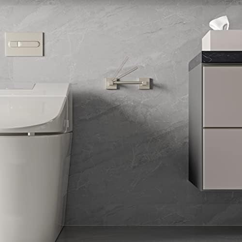 Toilet Paper Holder Brushed Nickel Double Post Pivoting Square Tissue Holders Roll Holder Hangers Toilet Paper Stand Stainless Steel and Zinc Alloy Modern Wall Mounted