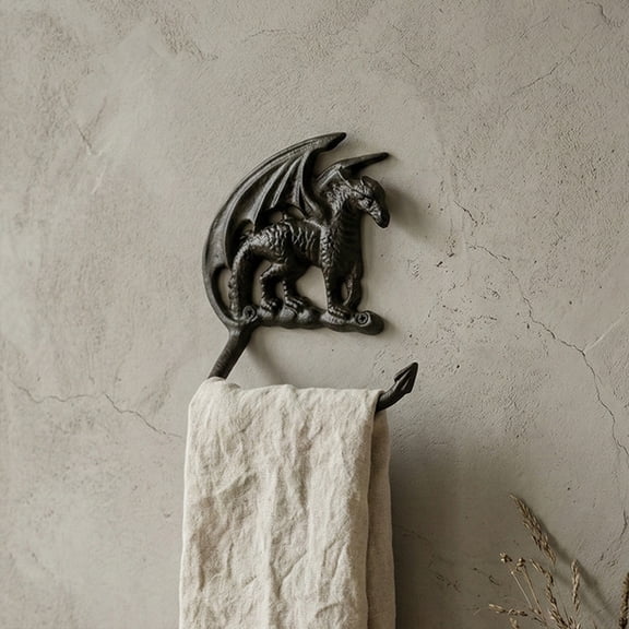 Toilet Paper Holder, Cast Iron Dragon Shaped Wall Mounted Rack, Practical Multi-Use Hanging Hook, Rustic Decor for Bathroom, Washroom, Wall & Home Use