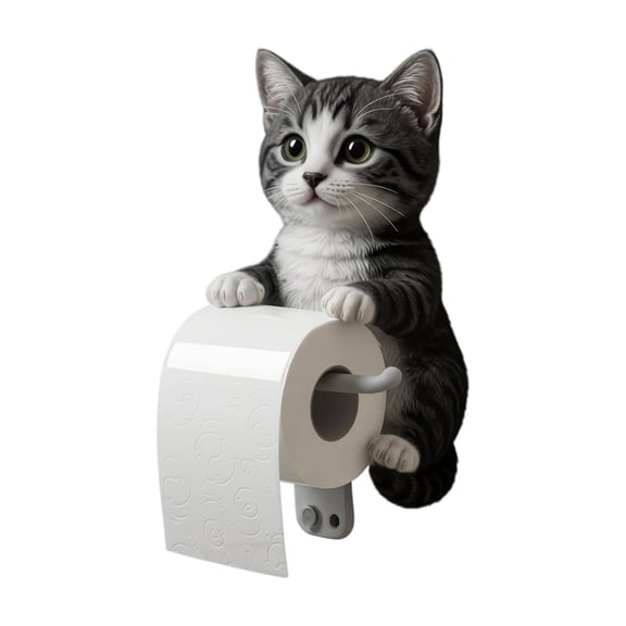 Toilet Paper Holder, Cat Shaped Resin Wall Mount, 1 Pack Cute Decorative Ornament, for Bathroom Restroom Toilet Tissue Roll Storage