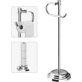 thumbnail image 1 of Toilet Paper Holder Free Standing Bathroom Toilet Tissue Holder Stand for Floor Toilet Paper Roll Holder with Storage Hardware Accessories Rack Hand Towel Bar Polished Chrome Stainless Steel, 1 of 18
