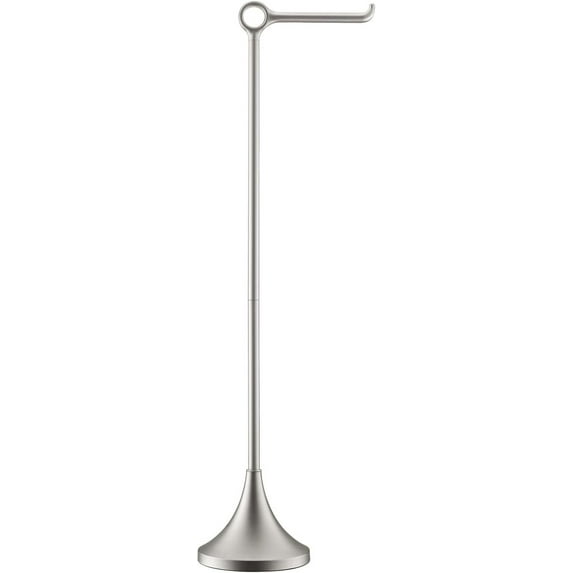 Toilet Paper Holder Free Standing, Stable Weighted Base, Modern Simple Streamlined Design (Nickel)
