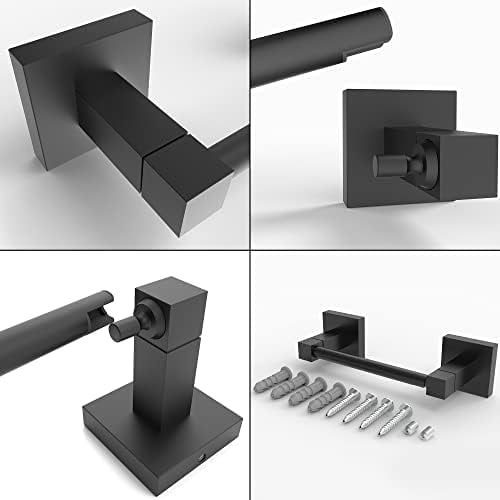 Toilet Paper Holder Matte Black Double Post Pivoting Square Tissue Holders Roll Holder Hangers Toilet Paper Modern Wall Mounted, Commercial Bathroom Toilet Paper Roll Holder