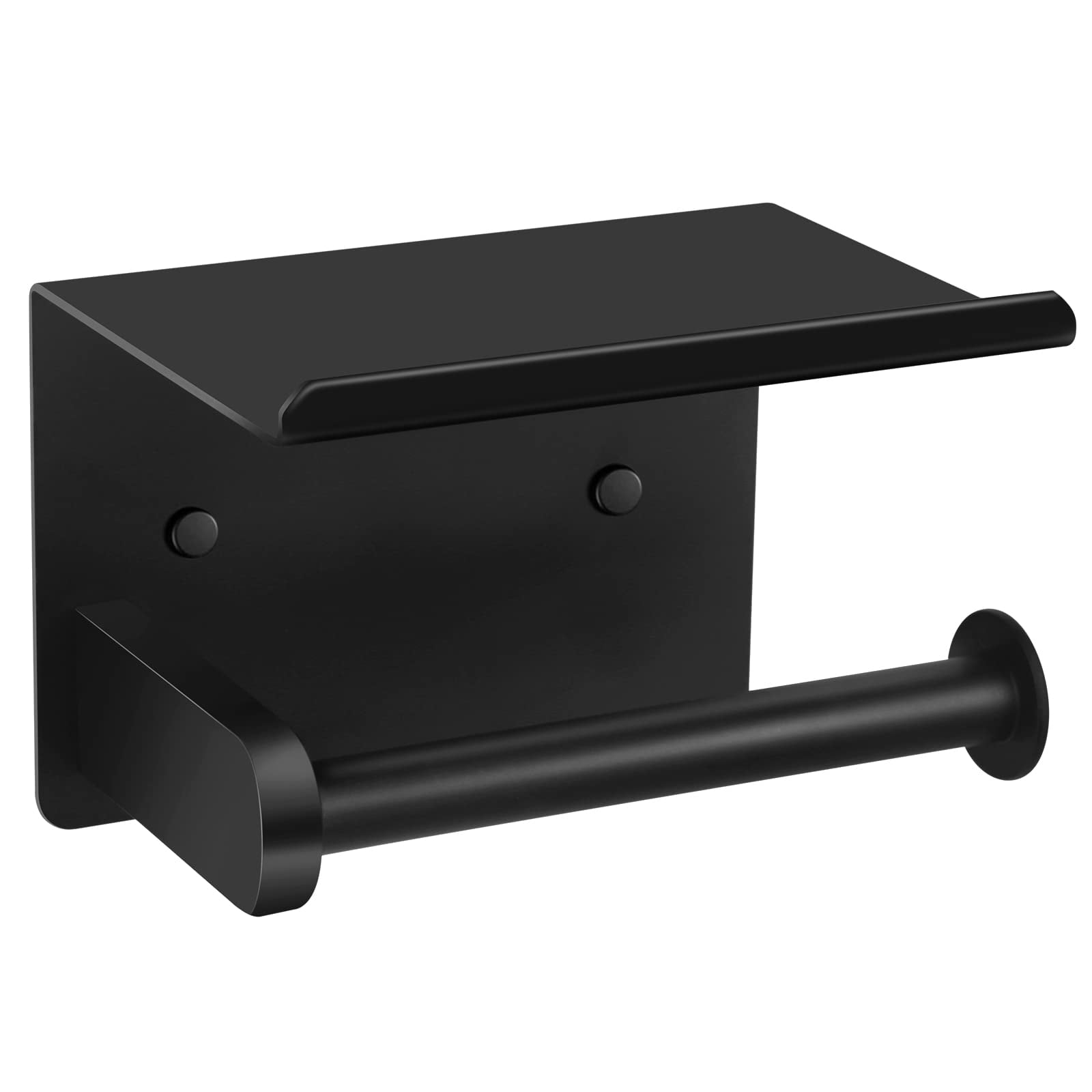 Matte Black Stainless Steel Toilet Paper Holder with Shelf