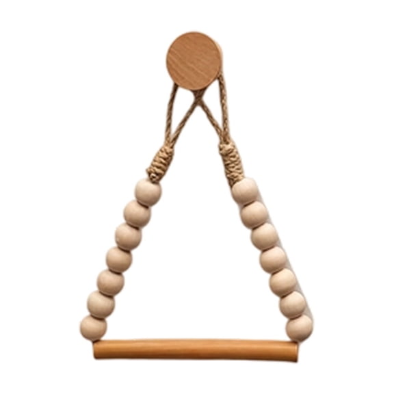 Toilet Paper Holder Paper Towel Holder Wall Mount No Drill Adhesive Wooden Beads Jute Rope Vintage Towel Rack Stand for Bathroom Kitchen Farmhouse Camper Rv Handmade Boho Cottage Decor