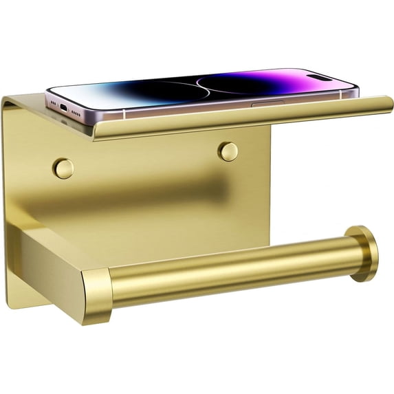 Toilet Paper Holder with Phone Shelf, Adhesive or Screw Wall Mount ...