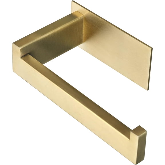 Toilet Paper Holder, Self Adhesive Tissue Holder Stainless Steel Rustproof Paper Roll Holder, No Drilling Easy to Install, Toilet Paper Rack Suitable for Office, Bathroom (Brushed Gold)