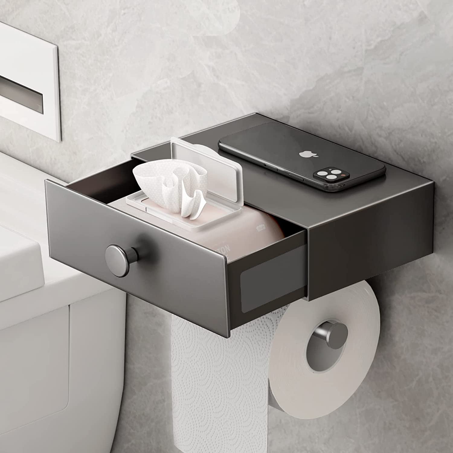 Toilet Paper Holder with Shelf Adhesive Toilet Paper Holder with ...