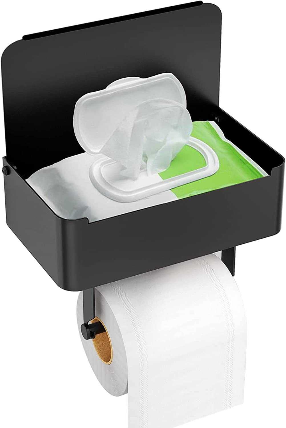 Toilet Paper Holder with Shelf. Flushable Wipes Dispenser Fits for ...