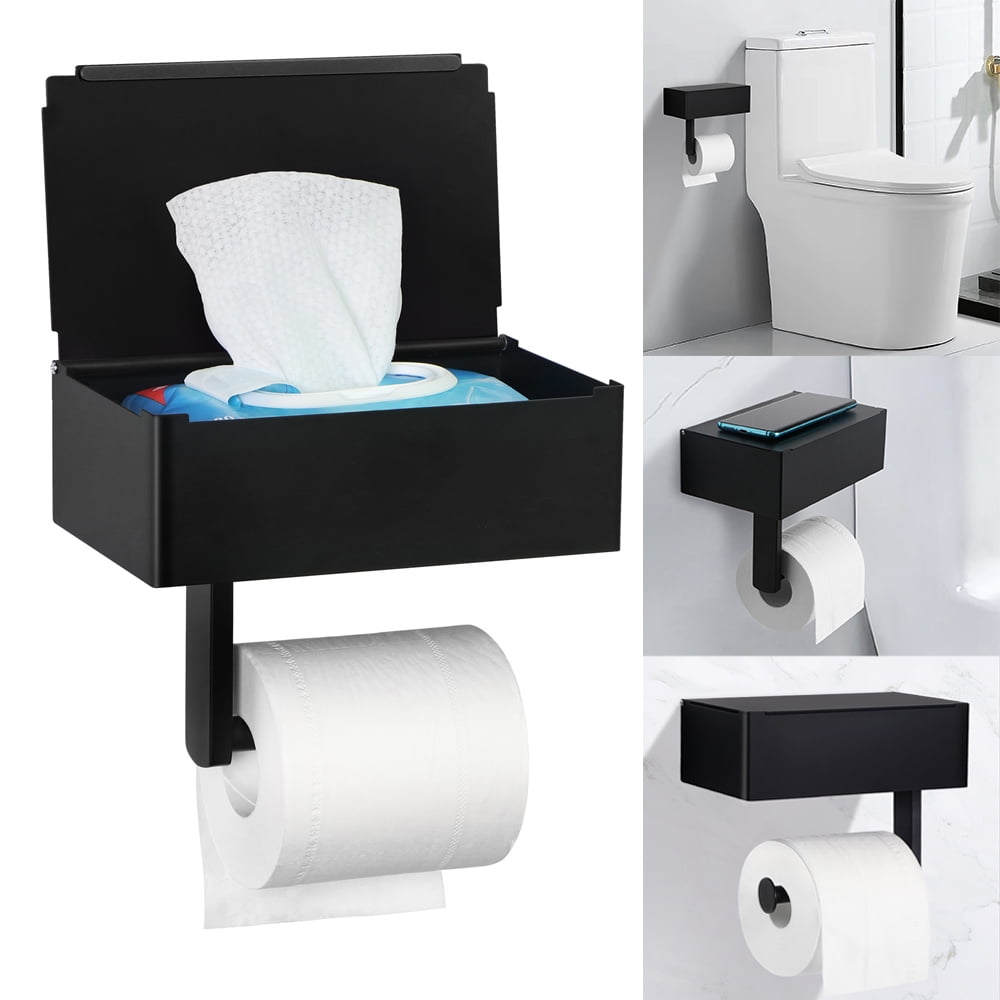Dropship Toilet Paper Holder With Shelf Black Wipes Dispenser For Bathroom  Stainless Steel Toilet Paper Holder With Storage Drawer Adhesive Wall Mount  Small Bathroom to Sell Online at a Lower Price