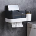 thumbnail image 1 of Toilet Paper Holder With Shelf, Wall Mounted Bathroom Tissue Storage, 2-In-1 Toilet Paper Roll Organizer Shelf, PP Material, For Mobile Phone Keys Small Items, 1 of 8