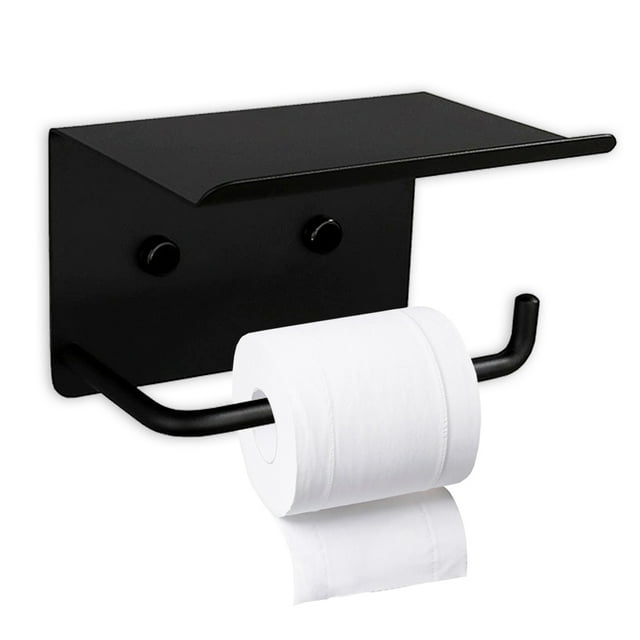 Toilet Paper Holder with Shelf, Toilet Paper Holder Wall Mounted Toilet Paper Storage, Double