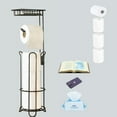 thumbnail image 1 of Toilet Paper Holder Stand,Back Toilet Paper Holder with Storage and Shelf, Bathroom Toilet Paper Holder, Free Standing Toilet Tissue Roll Holder with Dispenser for Bathroom Storage Holds 4 Rolls., 1 of 8