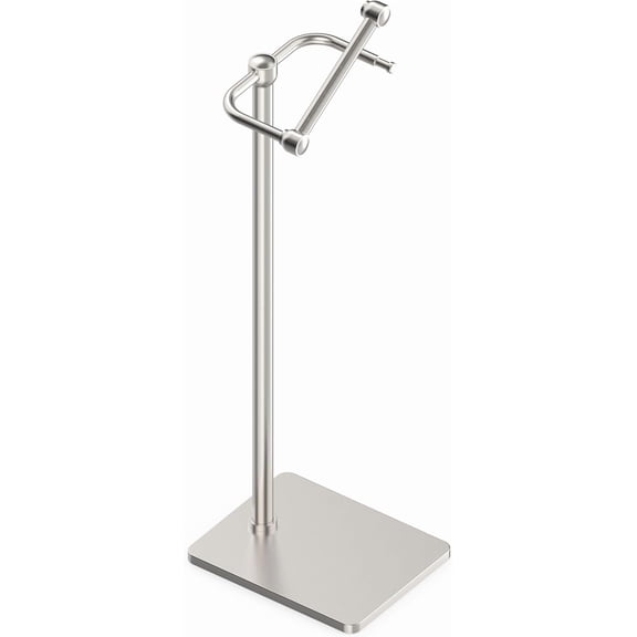 Toilet Paper Holder Stand, Bathroom Toilet Paper Roll Holder Free Standing, Toilet Tissue Holder Stand with Post Pivoting Design, Stable Weighted Base, SUS304 Stainless Steel (Brushed Nickel)