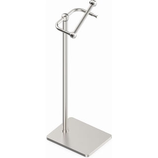 Toilet Paper Holder Stand, Bathroom Toilet Paper Roll Holder Free Standing, Toilet Tissue Holder Stand with Post Pivoting Design, Stable Weighted Base, SUS304 Stainless Steel (Brushed Nickel)