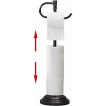 Oil Rubbed Bronze Adjustable Toilet Paper Holder Stand - Stainless Steel Free Standing with Storage (12.4"-22.8")