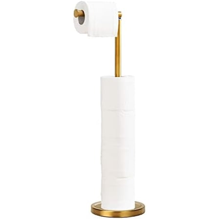 Toilet Paper Holder Stand, Freestanding Toilet Paper Holder Stand with Reserve for 4 More Rolls, SUS304 Stainless Steel Sturdy Base (Brushed Gold)
