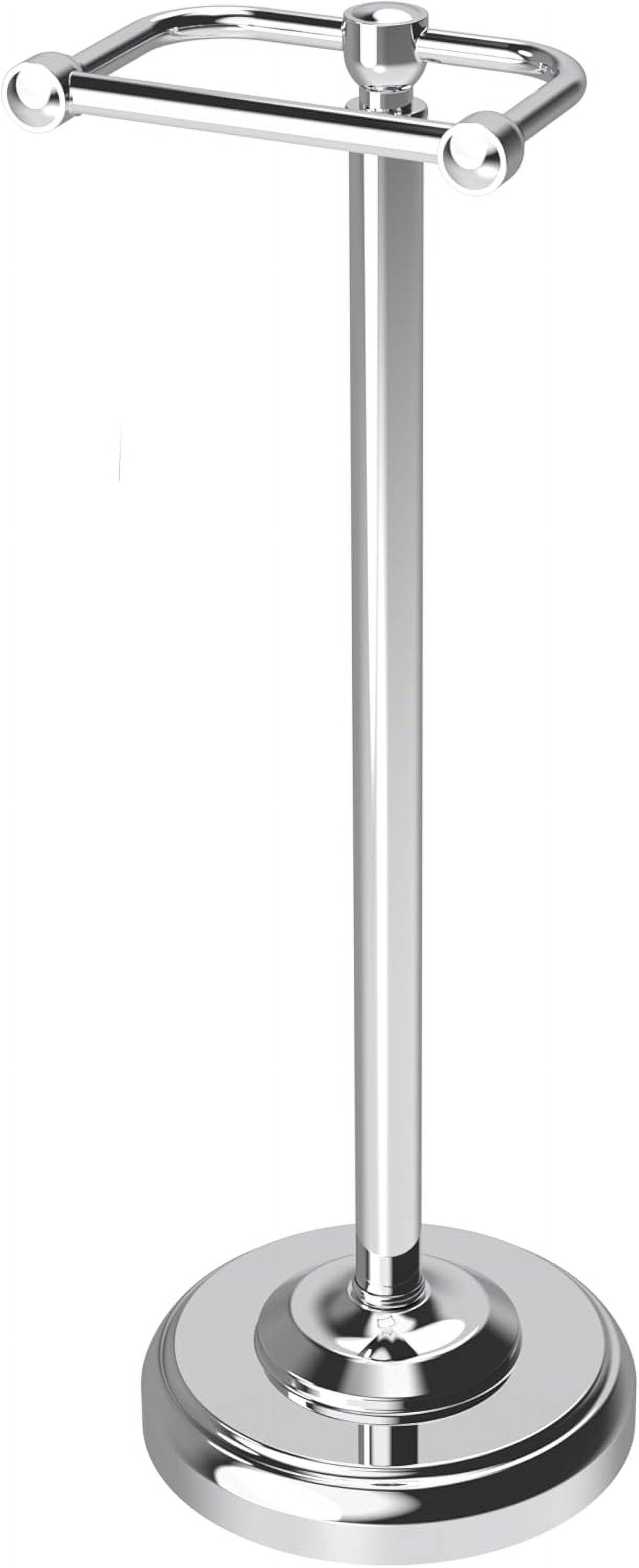 Toilet Paper Holder Stand, Free Standing Bathroom Tissue Roll Holder with Pivoting Post and Weighted Base, Stainless Steel Chrome Finish