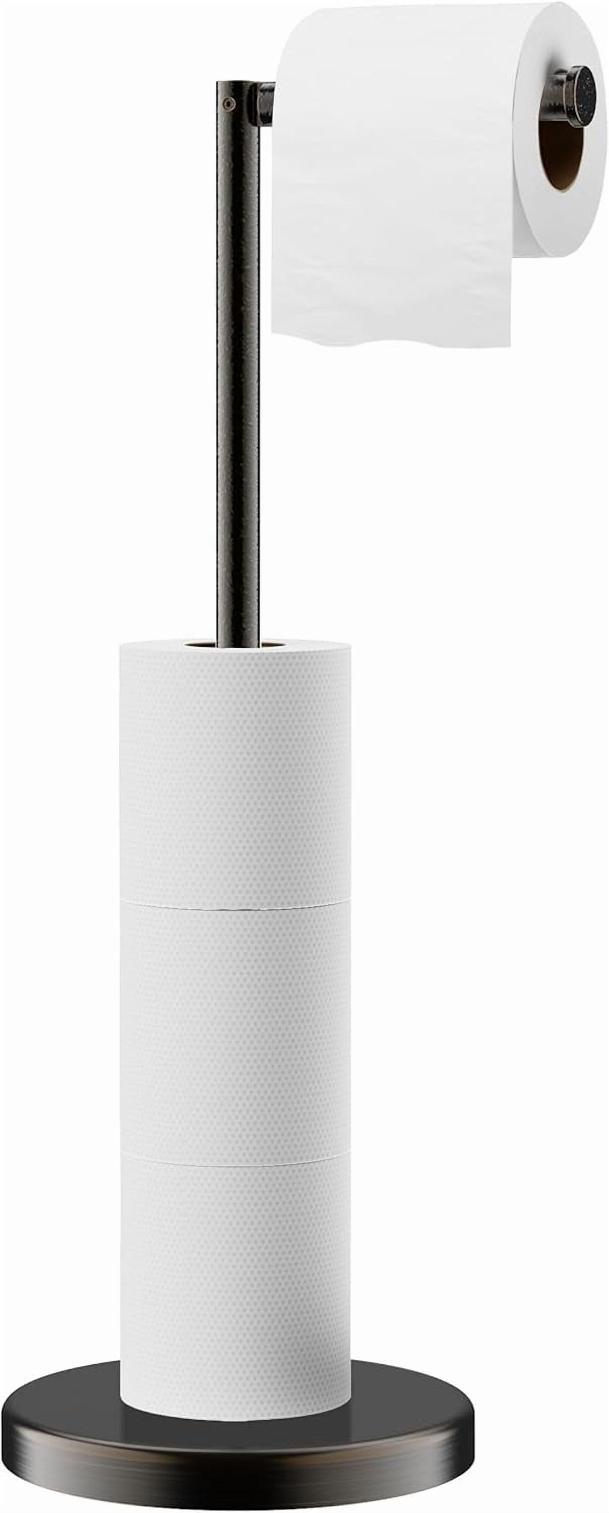 Toilet Paper Holder Stand, Modern Freestanding Tissue Roll Holder for Bathroom, Durable SUS 304 Stainless Steel and Weighted Base Toilet Paper Stand, Storage for 4 Rolls, Oil Rubbed Bronze