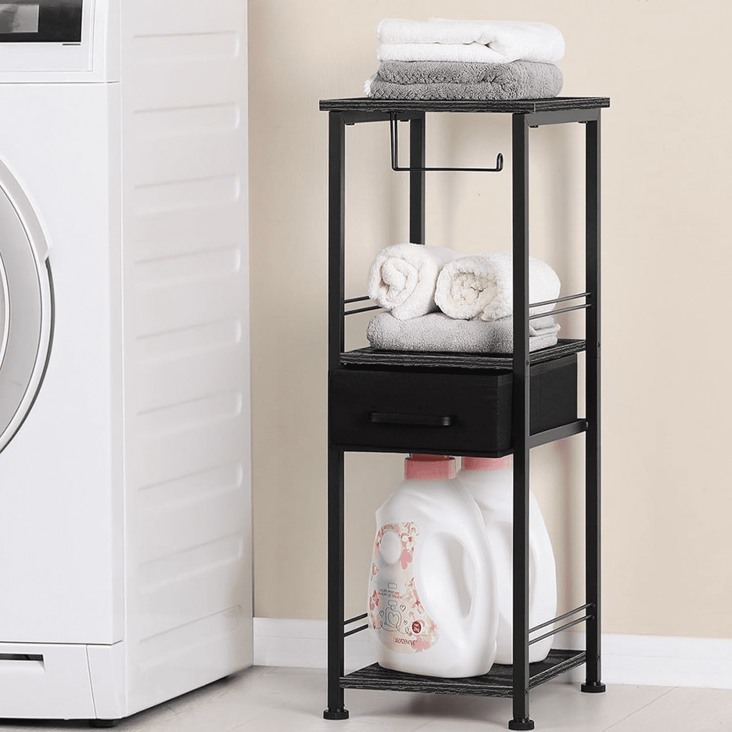 Toilet Paper Holder Stand Narrow Bathroom Storage with Drawer