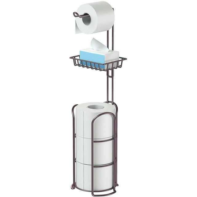 Toilet Paper Holder Stand with Reserve and Dispenser for 4 Mega Roll, Bathroom Freestanding