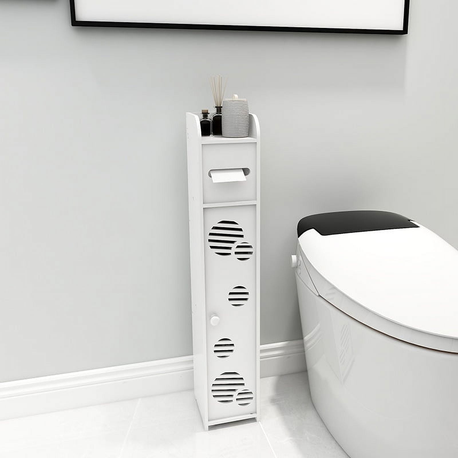 Toilet Paper Holder Stand,Small Bathroom Storage Cabinet for Toilet ...