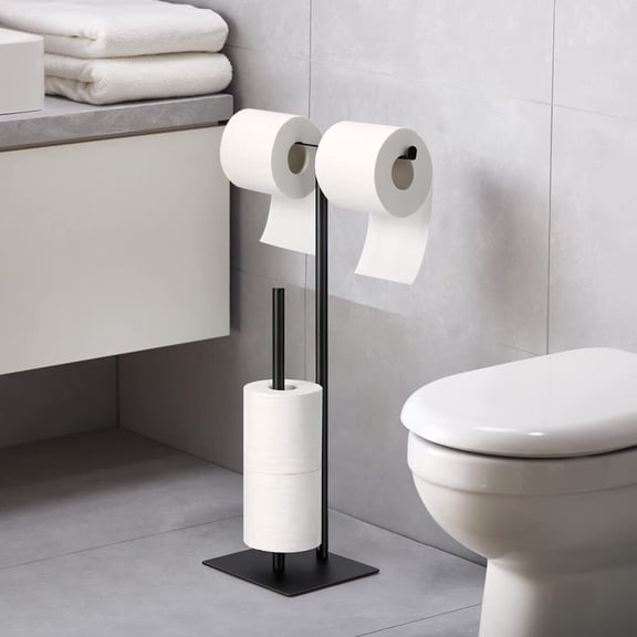 Toilet Paper Holder Stand Tissue Holder Bathroom Free Standing Paper Roll Holder