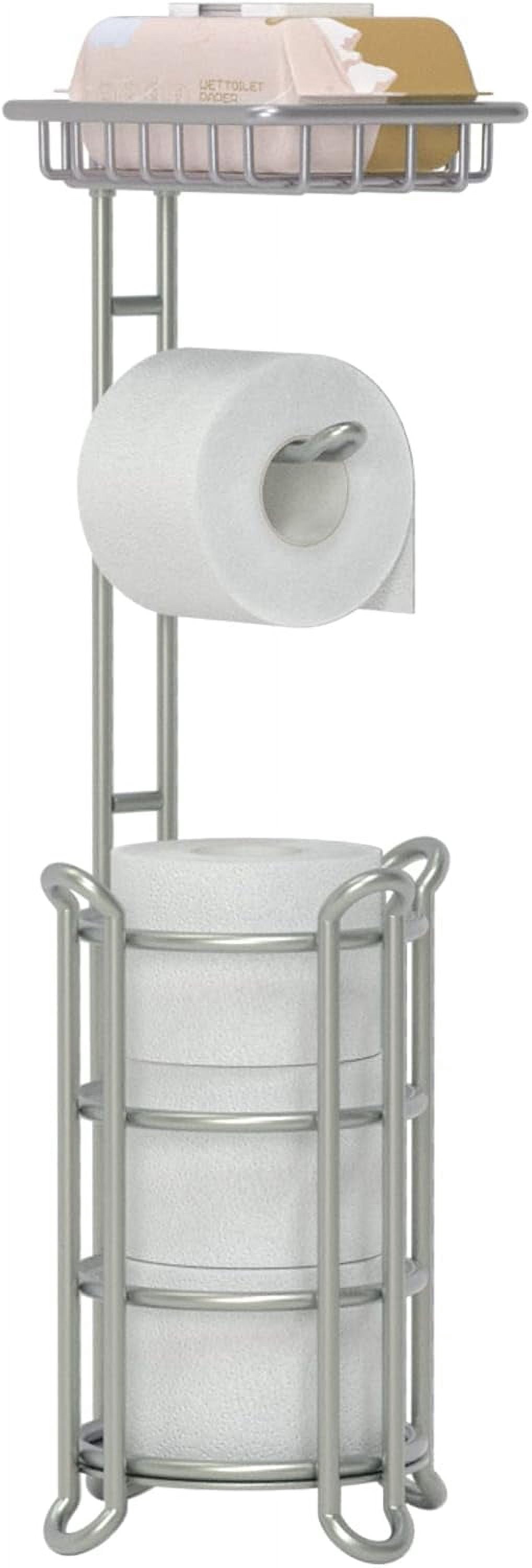Toilet Paper Holder Stand Tissue Paper Roll Dispenser with Shelf for ...