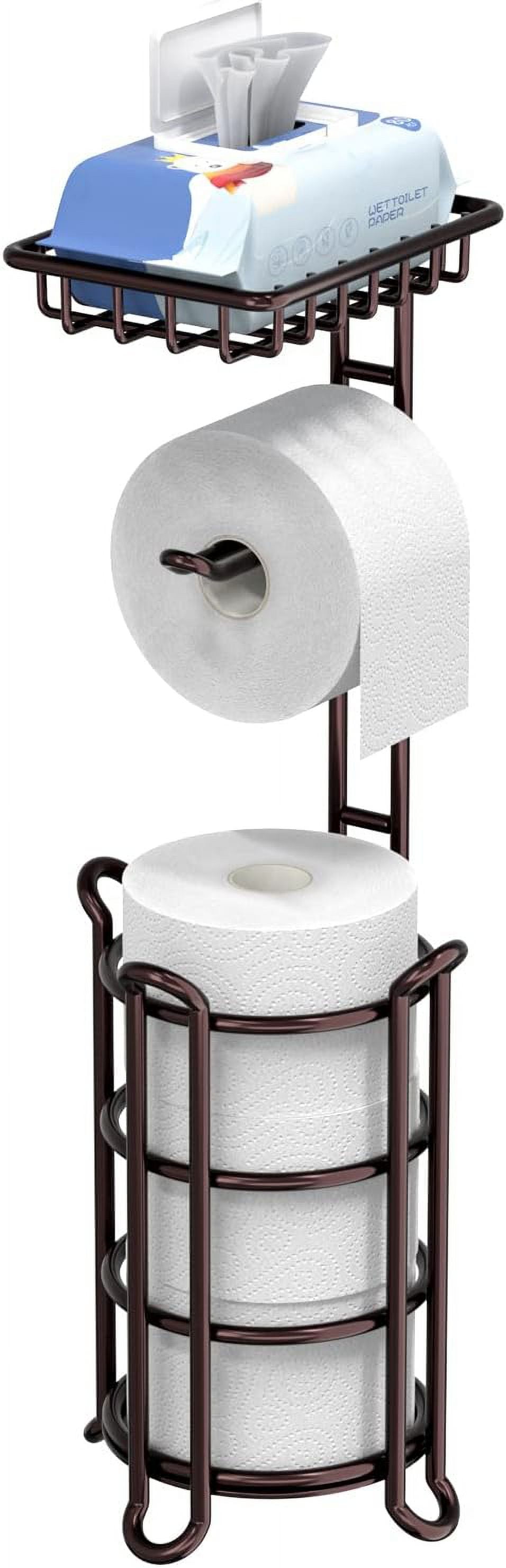 Toilet Paper Holder Stand Tissue Paper Roll Dispenser with Shelf for ...