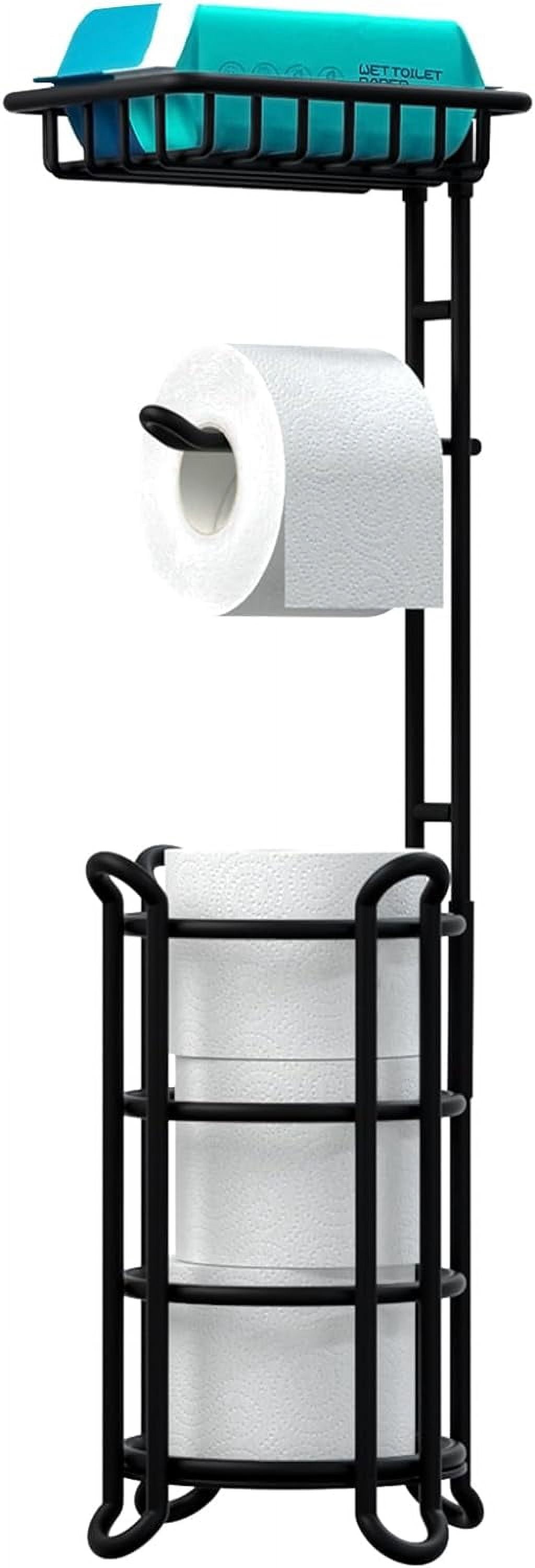 Toilet Paper Holder Stand Tissue Paper Roll Dispenser with Shelf for ...