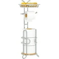 thumbnail image 1 of Toilet Paper Holder Stand, Toilet Paper Roll Holder with Shelf and Storage, Free Standing Tissue Holder for Bathroom, Chrome, 1 of 8