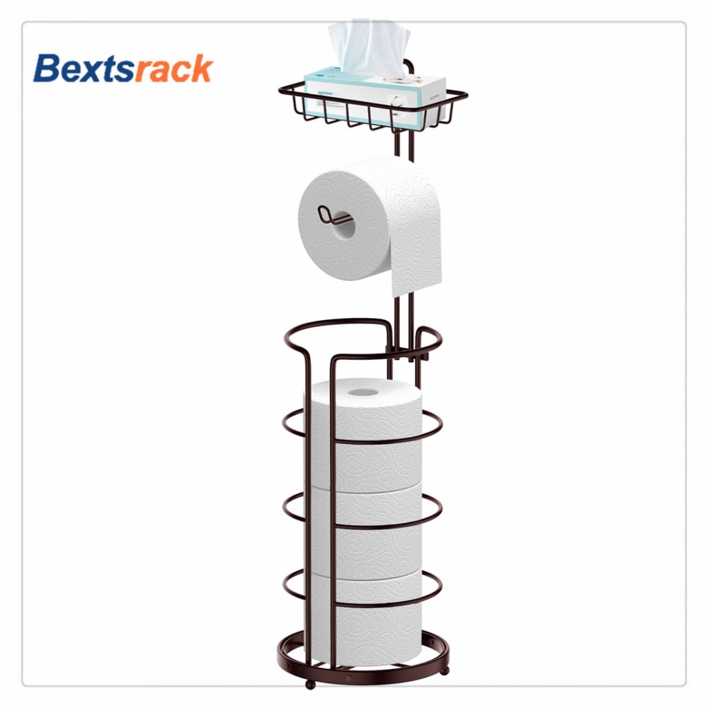 Bronze Freestanding Toilet Paper Holder with Storage Shelf