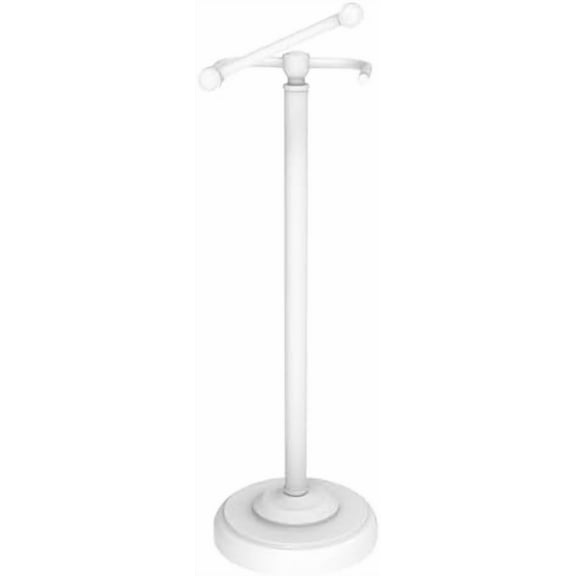 Toilet Paper Holder Stand, White Toilet Paper Holder Free Standing, Post Pivoting Design & Stable Weighted Base SUS304 Stainless Steel for Bathroom (Mega Roll)